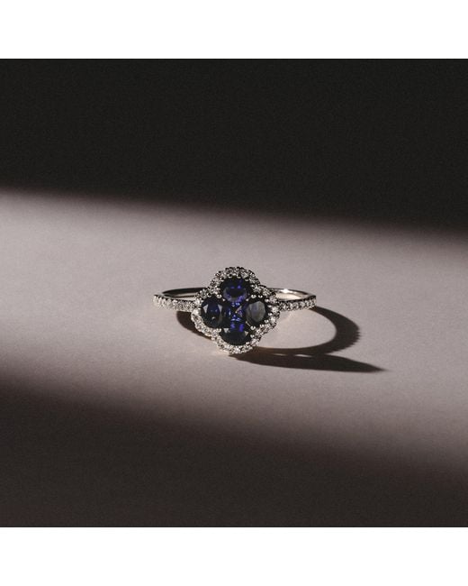 The Diamond Store Blue Alegria 1.00Ct Lab Sapphire Halo Ring