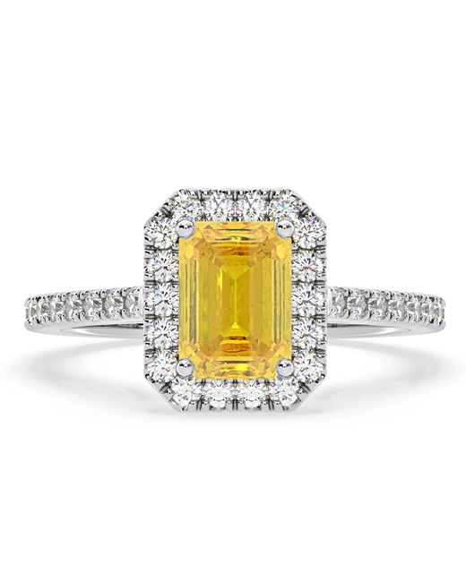 The Diamond Store Metallic Annabelle Lab Diamond 1.65Ct Emerald Cut Halo Ring