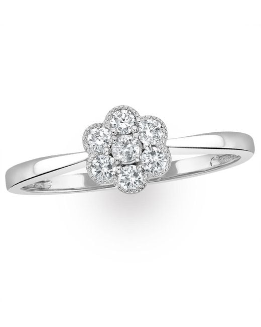 The Diamond Store White Lab Diamond Flower Ring 0.25Ct H/Si