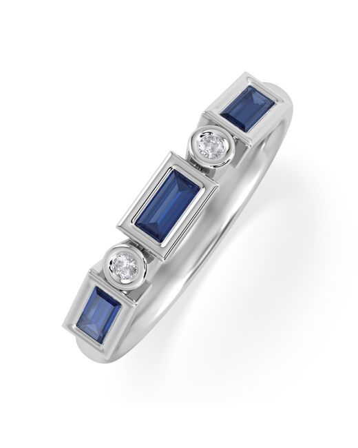 The Diamond Store Blue Forme 0.48Ct Baguette Cut Lab Sapphire 5 Stone Ring
