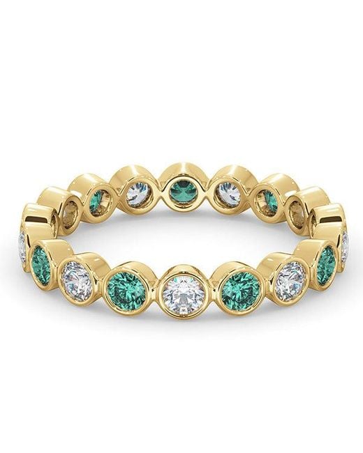 The Diamond Store Metallic Emily 18K Emerald 0.70Ct And G/Vs 0.50Ct Diamond Eternity Ring