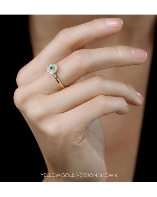 The Diamond Store Metallic Emerald And Diamond Halo Ring
