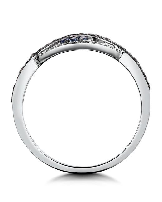 The Diamond Store Metallic Diamond Sapphire Evil Eye Hamsa Stellato Ring