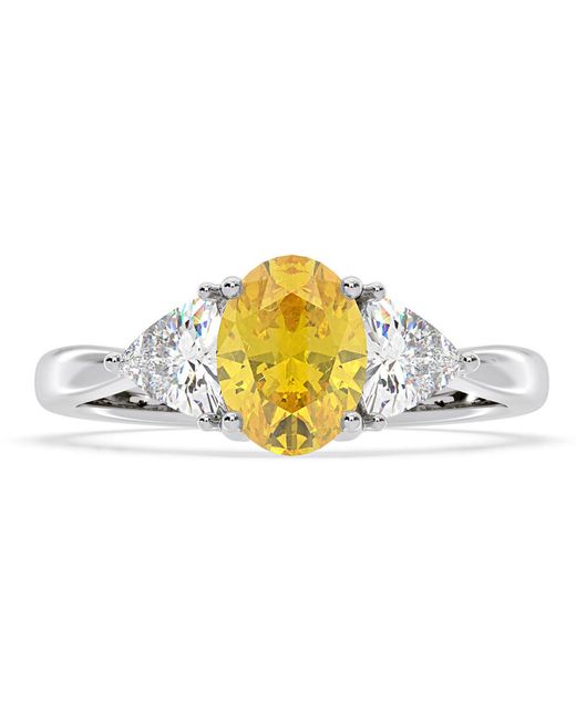 The Diamond Store Metallic Dalia Lab Diamond Oval With Trillions 1.70Ct Ring