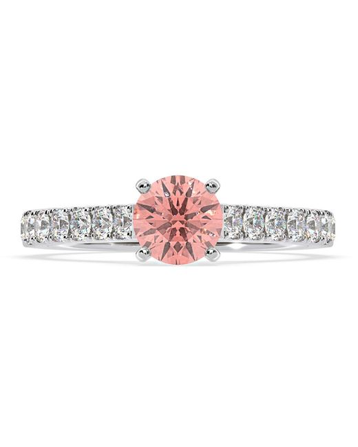 The Diamond Store Pink Natalia Lab Diamond 1.50Ct Side Stone Ring