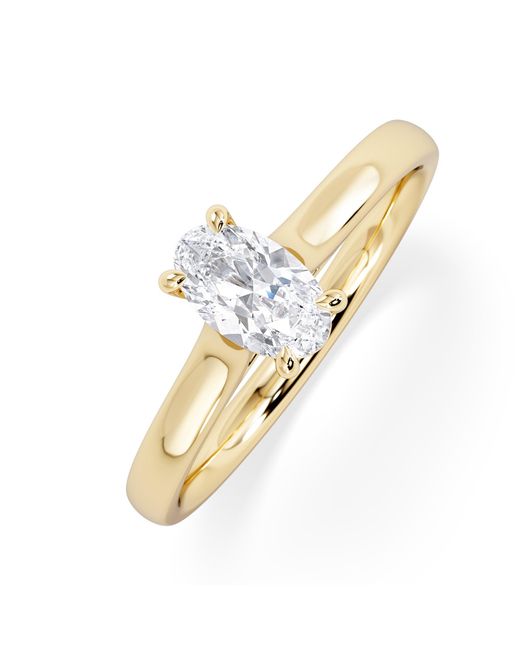 The Diamond Store Metallic Amora Oval 0.50Ct Lab Diamond Engagement Ring F/Vs1 Set