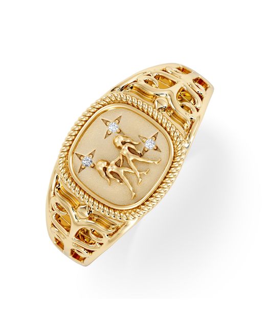 The Diamond Store Metallic Gemini Zodiac 0.01Ct Lab Diamond Signet Ring