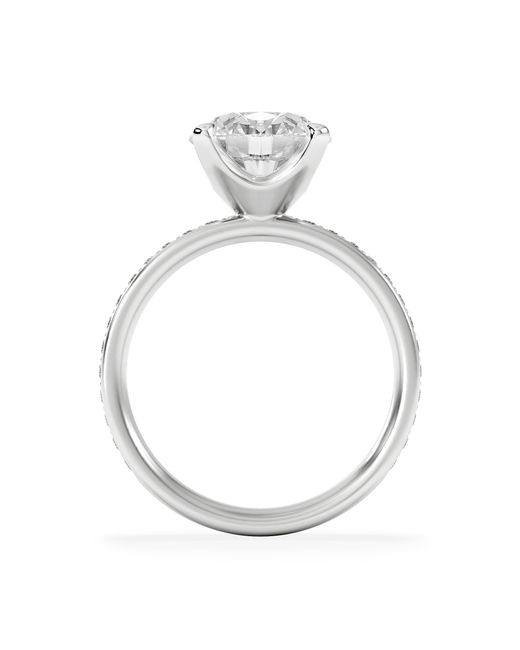 The Diamond Store White Origin 3.30Ct Round Cut Lab Diamond Solitaire Engagement Ring With Side Stones
