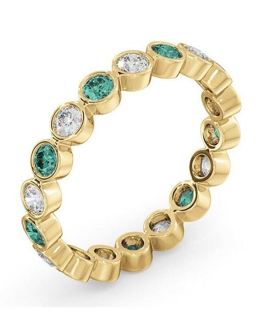 The Diamond Store Metallic Emily 18K Emerald 0.70Ct And G/Vs 0.50Ct Diamond Eternity Ring