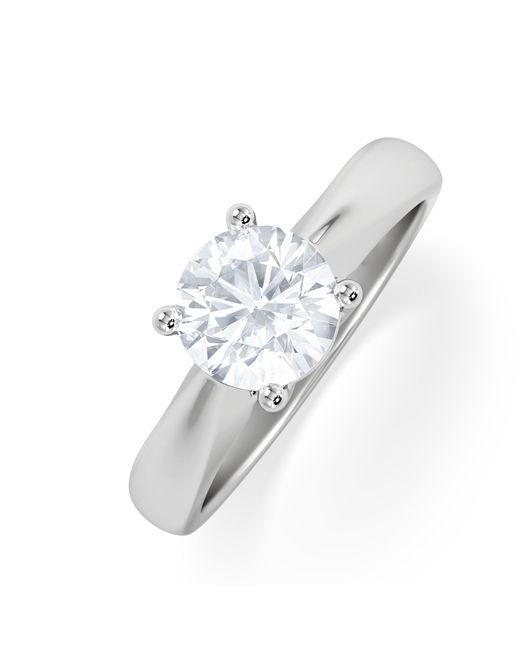 The Diamond Store White Naomi Round Cut Lab Diamond Engagement Ring 1.00Ct H/Si
