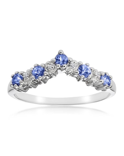 The Diamond Store Blue Diamond And Tanzanite 0.35Ct Wishbone Ring