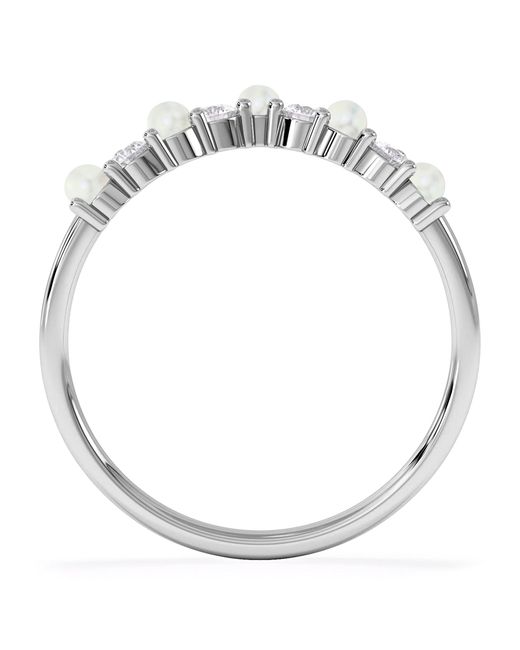 The Diamond Store White Starlit Opal And Lab Diamond Wishbone Ring