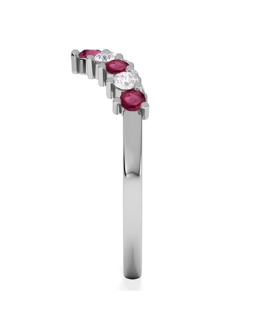 The Diamond Store Pink Starlit Ruby And Lab Diamond Wishbone Ring