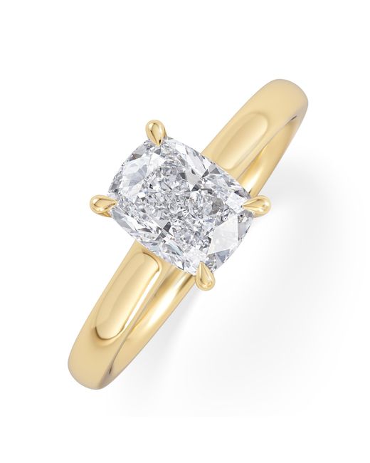The Diamond Store Metallic Amora 1.00Ct Elongated Cushion Cut Lab Diamond Hidden Halo Solitaire Engagement Ring