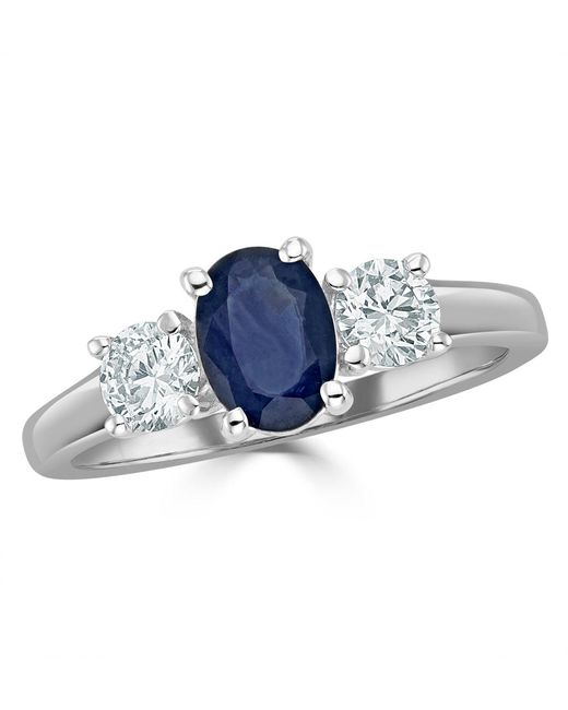The Diamond Store Blue Sapphire 0.80Ct And Diamond 0.50Ct 18K Ring Fet23-Uy