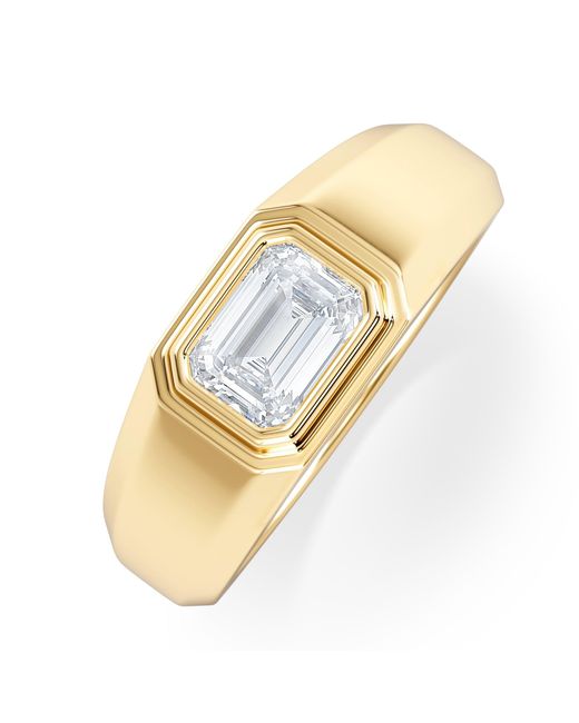 The Diamond Store Metallic Axis Lab Diamond Signet Ring 1.00Ct Emerald Cut Set