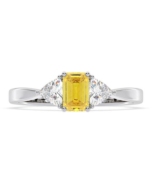 The Diamond Store Metallic Aurora Lab Diamond Emerald Cut And Trillion 1.00Ct Ring