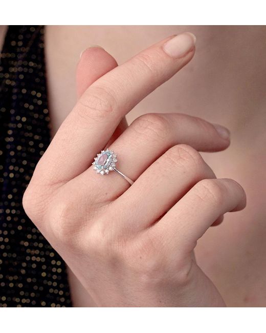 The Diamond Store Green Topaz 0.95Ct And Diamond 9K Ring