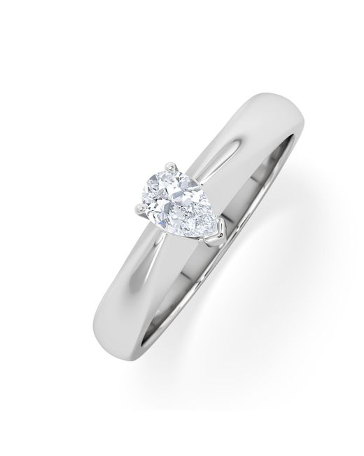 The Diamond Store White Naomi Pear Cut Lab Diamond Engagement Ring 0.33Ct H/Si