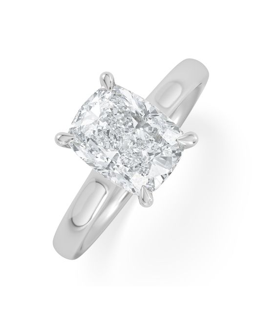 The Diamond Store White Amora 2.00Ct Elongated Cushion Cut Lab Diamond Hidden Halo Solitaire Engagement Ring