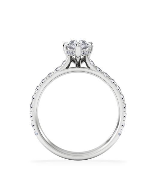 The Diamond Store White Amora Pear 1.47Ct Hidden Halo Lab Diamond Engagement Ring With Side Stones Set