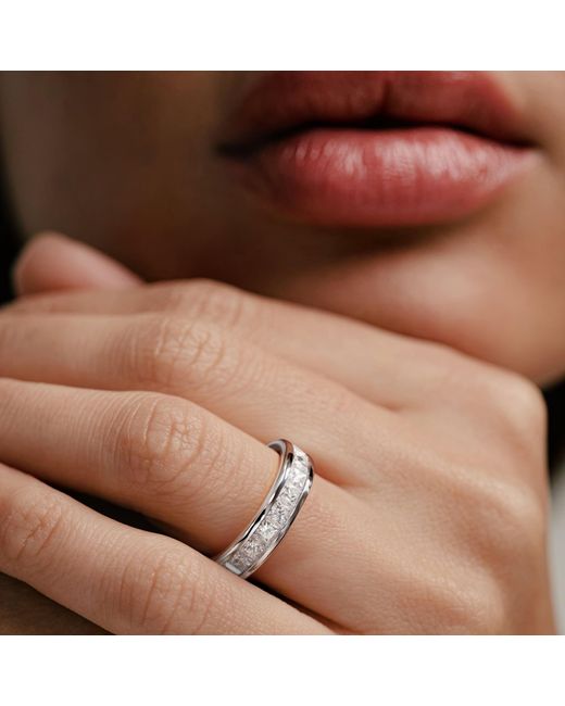 The Diamond Store White Eterna Lab Diamond Princess Cut Half Eternity Ring 2.00Ct F/Vs