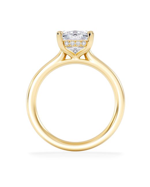 The Diamond Store Blue Amora 3.00Ct Elongated Cushion Cut Lab Diamond Hidden Halo Solitaire Engagement Ring