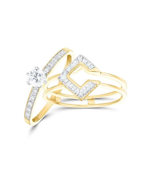The Diamond Store Metallic Diamond 0.65Ct And 9K Solitaire Ring With Shoulders