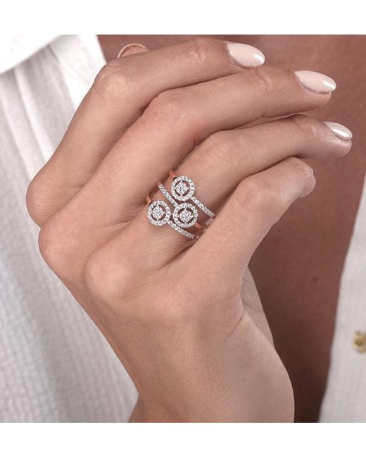 The Diamond Store Metallic 0.55Ct Asteria Collection Wide Diamond Halo Ring