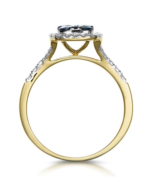 The Diamond Store Blue Sapphire And Diamond Halo Square Ring