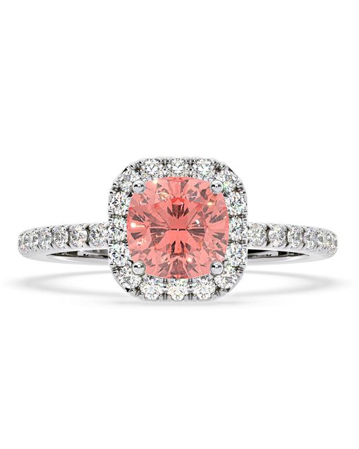 The Diamond Store Pink Beatrice Lab Diamond 1.65Ct Cushion Halo Ring