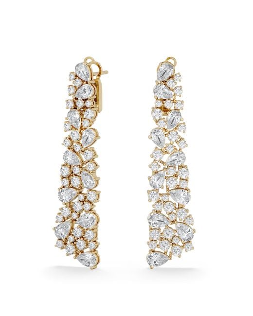 The Diamond Store Metallic Luxe 10.00Ct Lab Diamond Chandelier Earrings With Igi Certified Pear And Round-Cut Diamonds