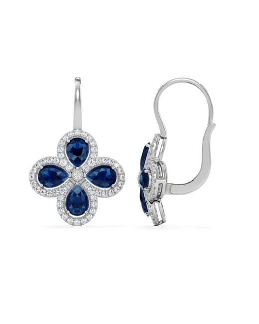 The Diamond Store Blue Bloom 4.75Ct Lab Sapphire And Lab Diamond Earrings