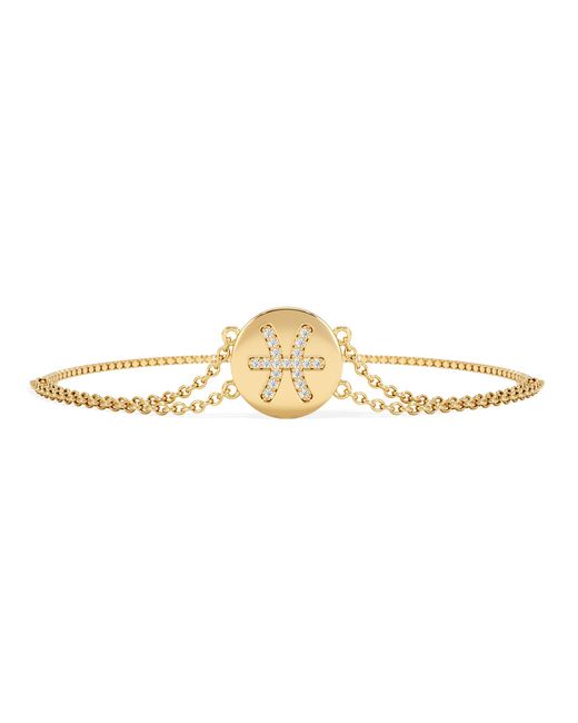 The Diamond Store Metallic Astrology Pisces 0.07Ct Lab Grown Diamond Adjustable Medallion Bracelet 18K Vermeil