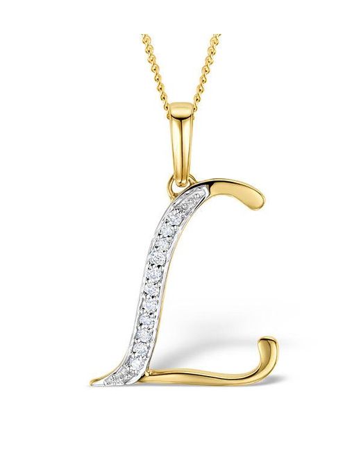 The Diamond Store Metallic Initial 'L' 0.05Ct Lab Diamond Pendant Necklace