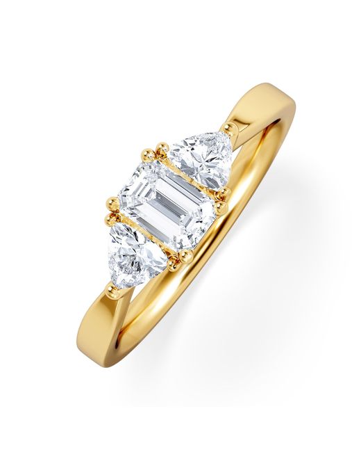 The Diamond Store Metallic Aurora Lab Diamond Emerald Cut And Trillion 1.00Ct Ring