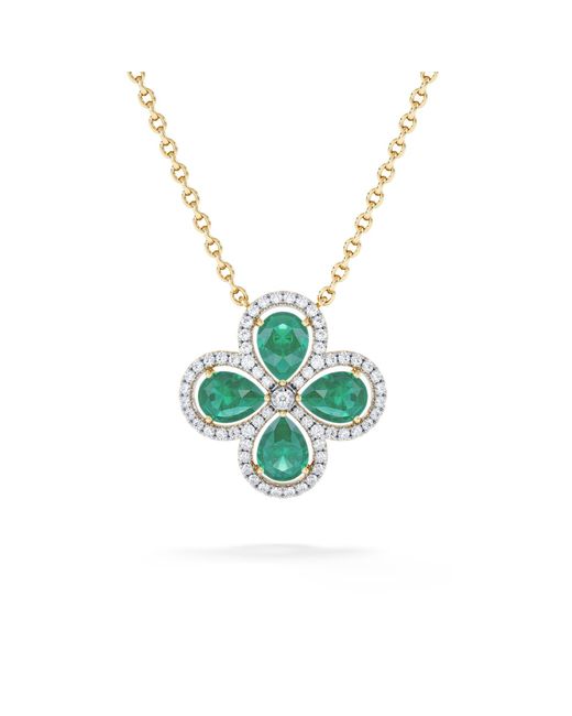 The Diamond Store Green Bloom 3.20Ct Lab Emerald And Lab Diamond Necklace