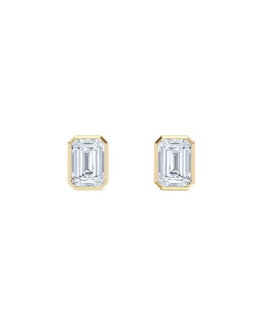 The Diamond Store Metallic Bezel Set 3.00Ct Emerald Cut Lab Diamond Stud Earrings