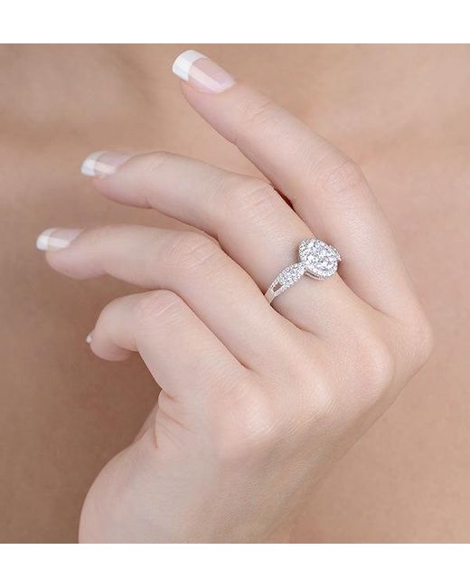 The Diamond Store Metallic Halo Engagement Ring Galileo 1.08Ct H/Si Diamonds