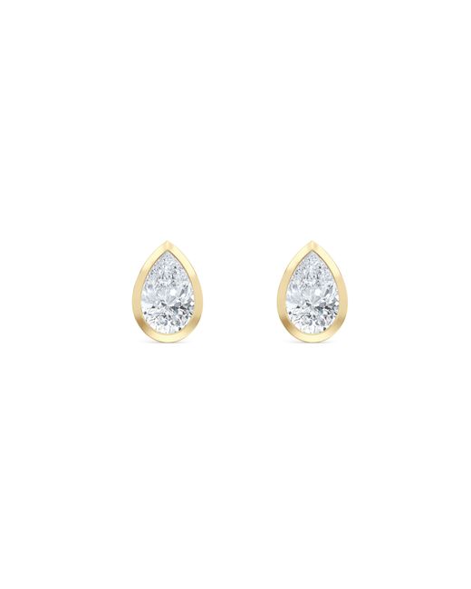 The Diamond Store Metallic Bezel Set 1.00Ct Pear Cut Lab Diamond Stud Earrings
