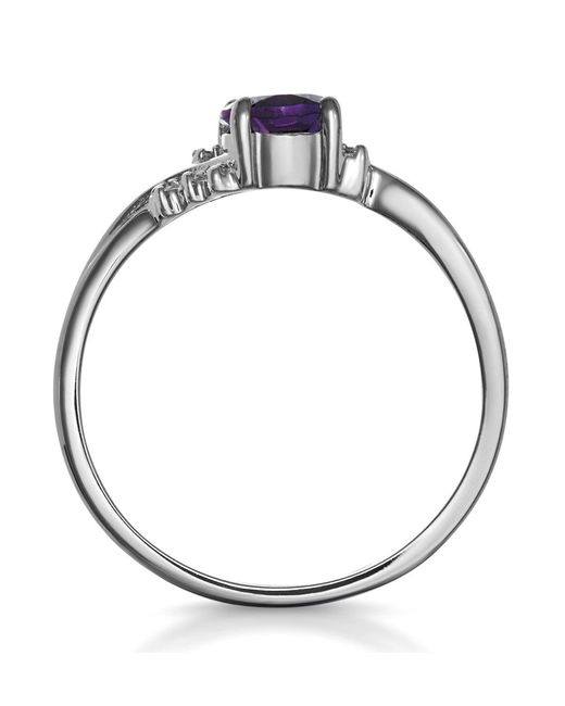 The Diamond Store Purple Amethyst 0.68Ct And Diamond 9K Ring