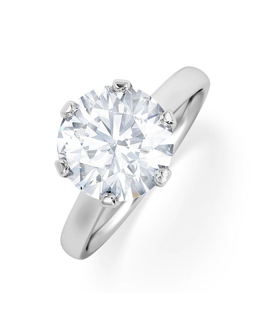 The Diamond Store White Low Set Chloe 3.00Ct Lab Diamond Round Cut Engagement Ring