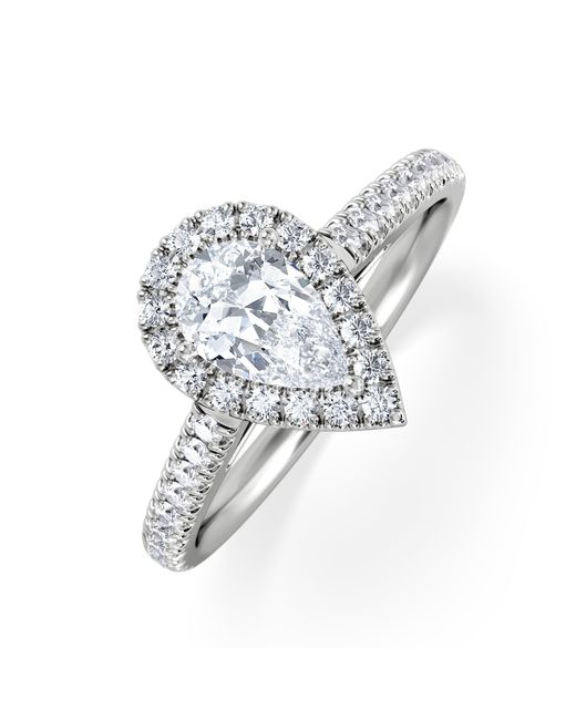 The Diamond Store White Diana Gia Diamond Pear Halo Engagement Ring 18Kw 1.35Ct G/Si2