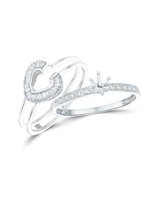 The Diamond Store Metallic Diamond 0.65Ct And 9K Solitaire Ring With Shoulders
