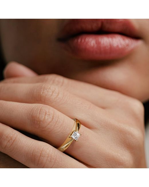 The Diamond Store Metallic Naomi Princess Cut Lab Diamond Engagement Ring 0.33Ct H/Si