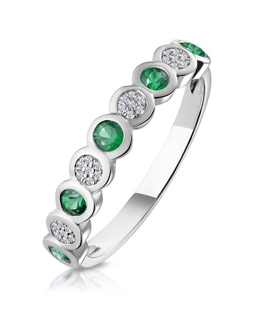 The Diamond Store Metallic Stellato Emerald And Diamond Eternity Ring