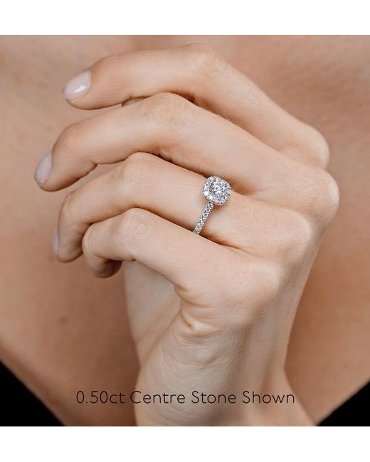 The Diamond Store Metallic Elizabeth Diamond Halo Engagement Ring 18K 1.00Ct G/Si2