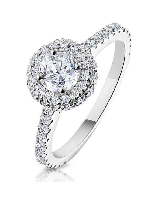 The Diamond Store White Valerie Diamond Halo Engagement Ring 18K 1.10Ct G/Si2