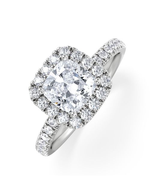 The Diamond Store White Beatrice Lab Diamond Halo Engagement Ring 18K 1.65Ct F/Vs1
