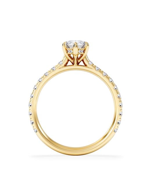 The Diamond Store Metallic Amora Marquise 1.47Ct Hidden Halo Lab Diamond Engagement Ring With Side Stones Set